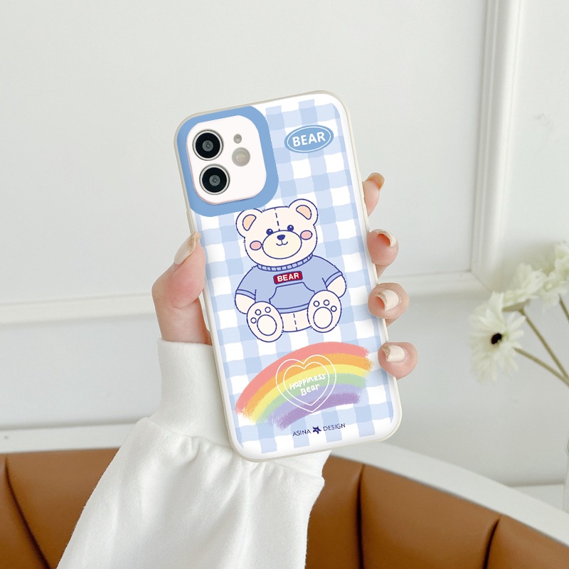 Ốp lưng iphone Gấu cầu vồng cạnh vuông dẻo ip 6splus/7/7plus/8/8plus/x/xr/xs/11/12/pro/max/plus/13promax tr004