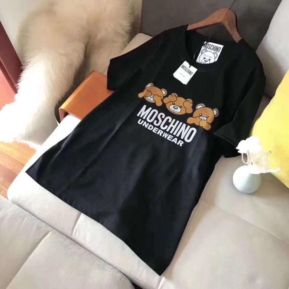 Áo thun MOSCHINO dài tay in hình gấu cho nam và nữ