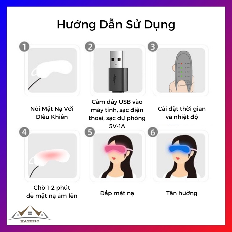 Túi Chườm Nóng Mắt Ngải Cứu Thuốc Bắc Làm Nóng Tự Động Có Điều Khiển Nhiệt Độ Hẹn Giờ Giảm Mỏi Mắt Quầng Thâm Hiệu Quả