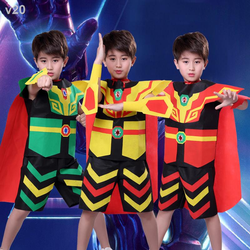 ☢Bảo vệ môi trường trẻ em quần áo thời trang sàn diễn giáp chiến binh biểu vật liệu thủ công catwalk cha mẹ con