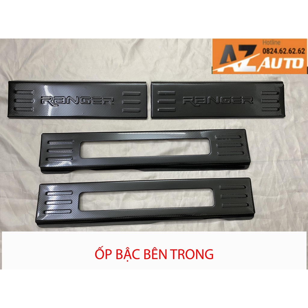 Ốp Bậc Cửa, nẹp bước chân Ford Ranger 2021-2023 bản có led , vân carbon