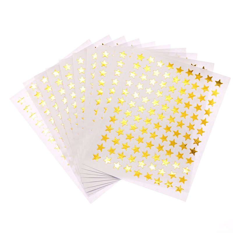 10sheets/bag Gold Star Sticker Stamping Five Pointed Star Sticker Children's Reward Sticker Teacher Praise Label