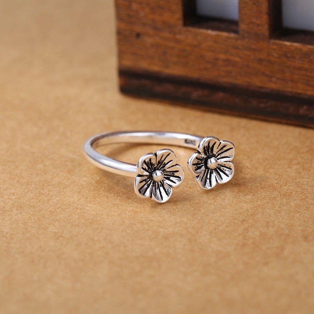 Nhẫn mạ bạc 925 thiết kế đơn giản phong cách Hàn Quốc xinh xắn