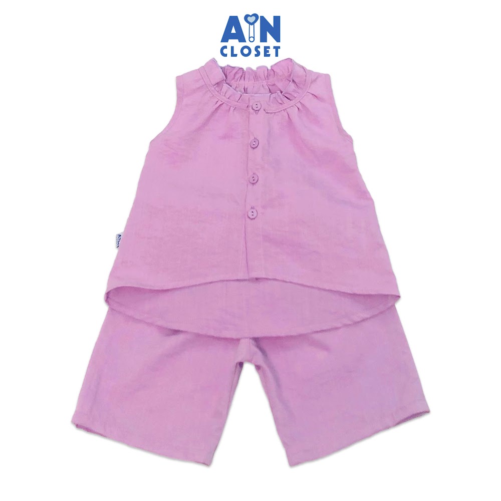 Bộ quần áo lửng bé gái Tím Lavender đũi xước - AICDBGB5B6YZ - AIN Closet