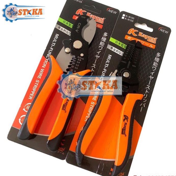 Combo. 2 Kìm Cắt Tuốt Dây Điện Đa Năng Kapusi Nhật Bản + Kiềm Tuốt Dây Điện, Bảo Hành 12 Tháng