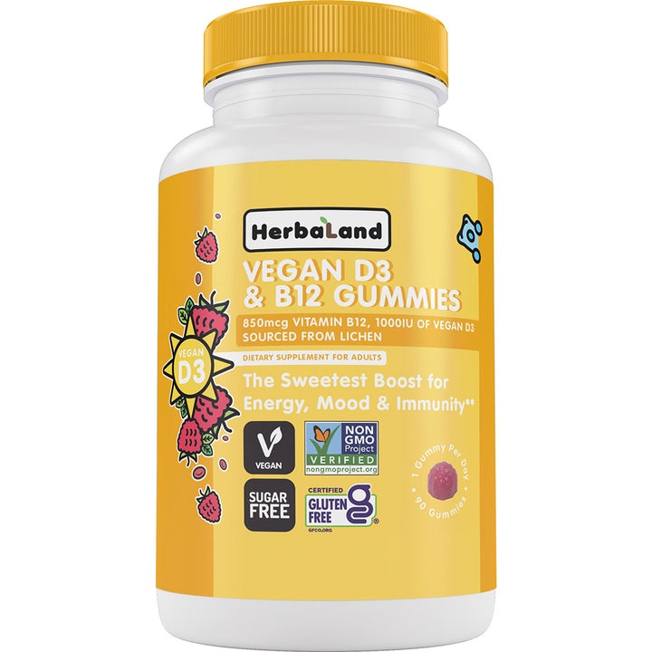 Thực Phẩm Bảo Vệ Sức Khỏe HERBALAND'S Gummies for Adults: Vegan D3 - B12 Giúp phát triển và duy trì xương, răng 90 Viên