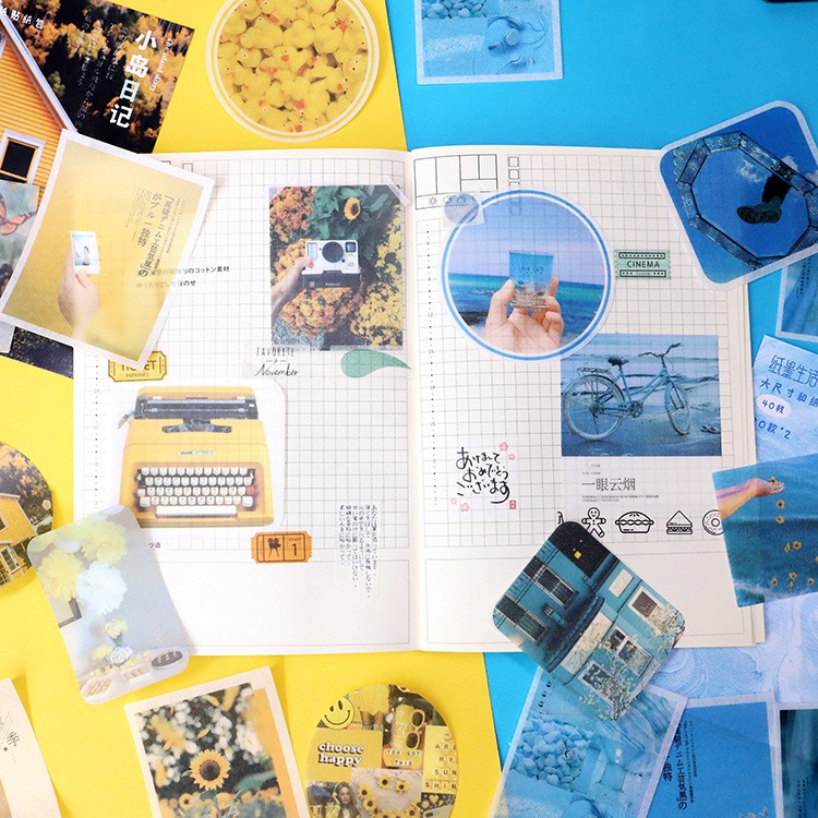 Set 40 sticker giấy washi trang trí planner STG080 Gachini