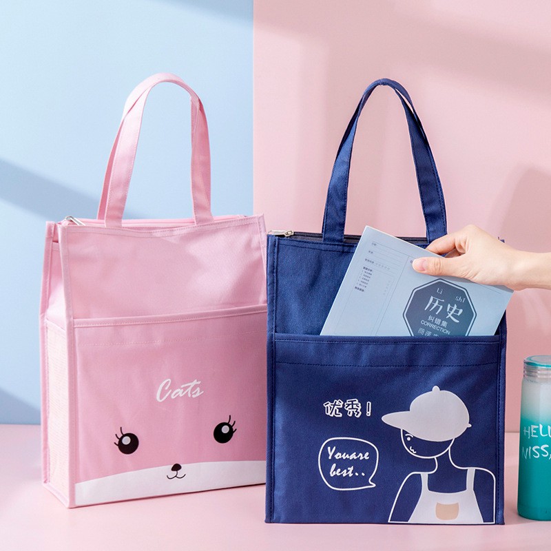 Túi Tote Anime style Hàn CAO CẤP - Có túi lưới đựng nước tiện lợi