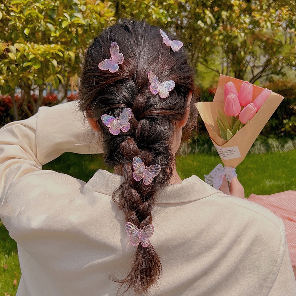 Set 5 kẹp tóc IF YOU hình bướm bằng acrylic phong cách Hàn Quốc thanh lịch cho nữ