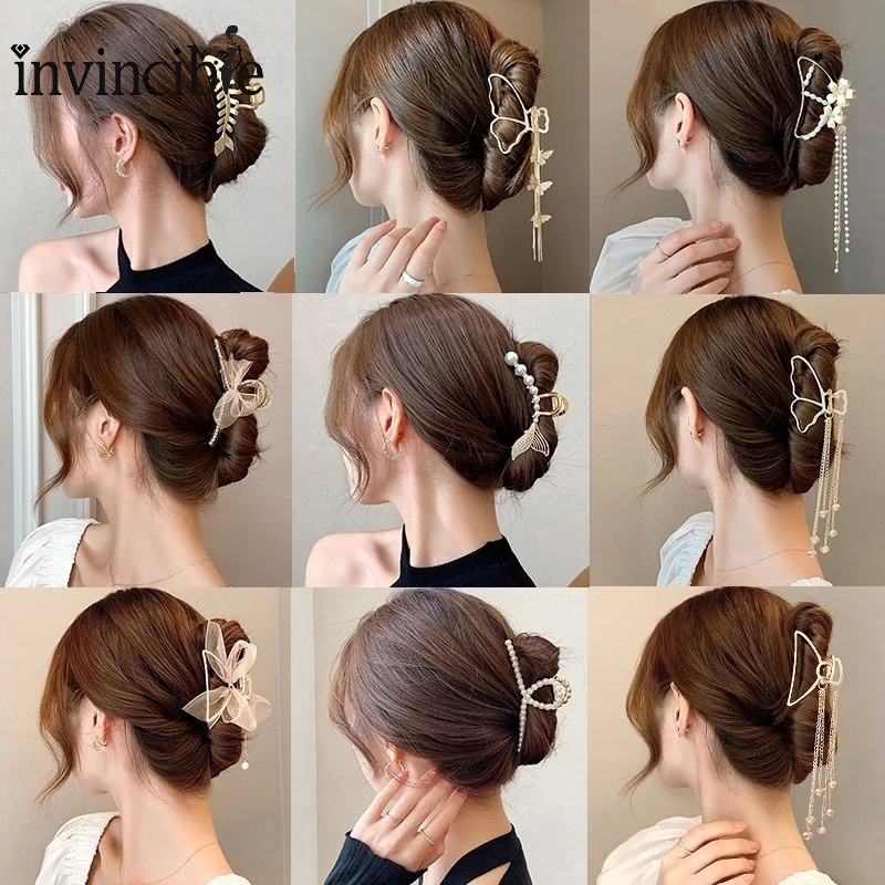 Kẹp Tóc Kim Loại Họa Tiết Hình Học Đơn Giản Thời Trang