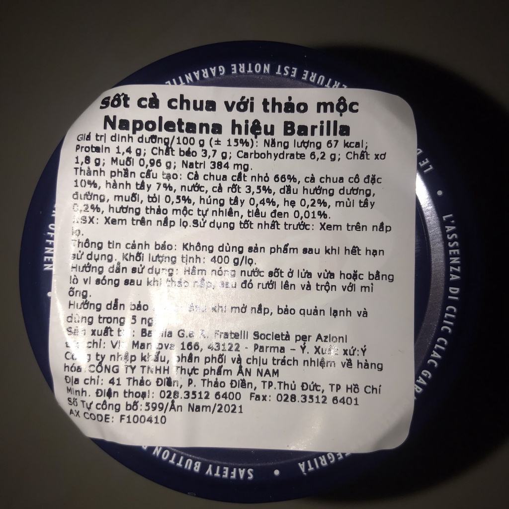 Sốt cà chua và thảo mộc Napoletana hiệu Barilla 200g/400g