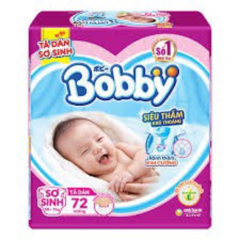 Tã dán sơ sinh Bobby sx70 miếng(dưới 5kg) Hàng cộng miếng