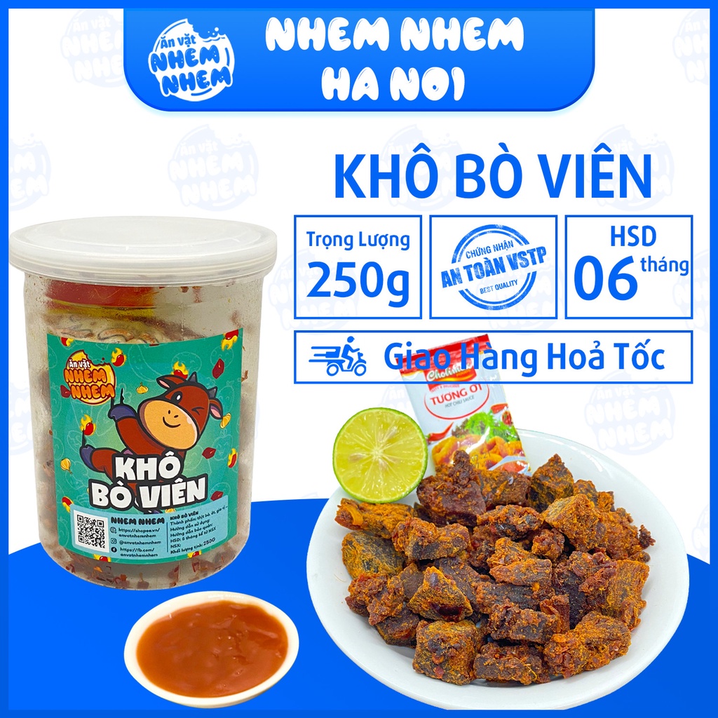 Khô bò viên Nhem Nhem 250g Đồ ăn vặt Hà Nội vừa rẻ vừa ngon