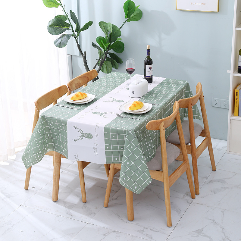 Tấm khăn trải bàn hình chữ nhật chống thấm nước chống bám dầu in họa tiết thời trang dành cho nhà cửa