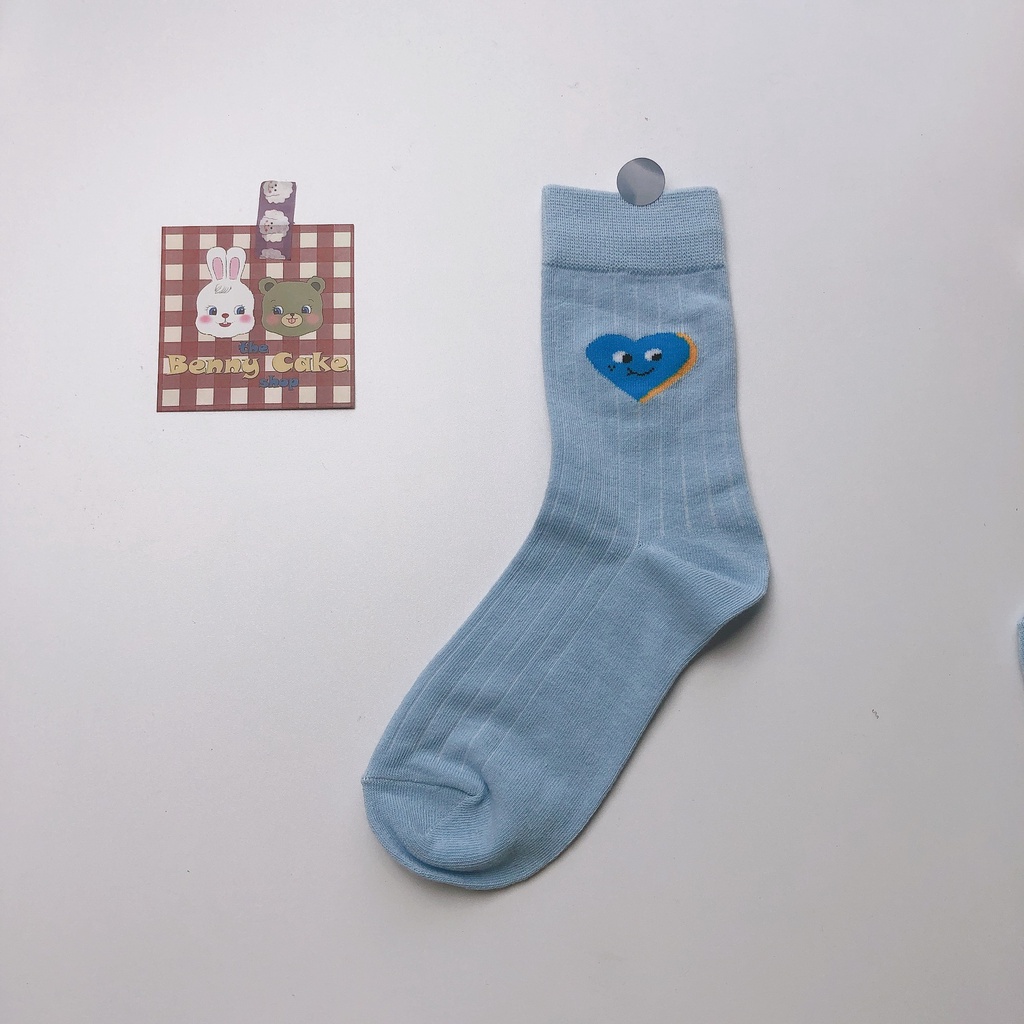 Vớ Trắng Cổ Vừa In Chữ LOVE Mặt Cười Phong Cách Preppy Nhật Bản Đơn Giản Dễ Phối Đồ Cho Cặp Đôi