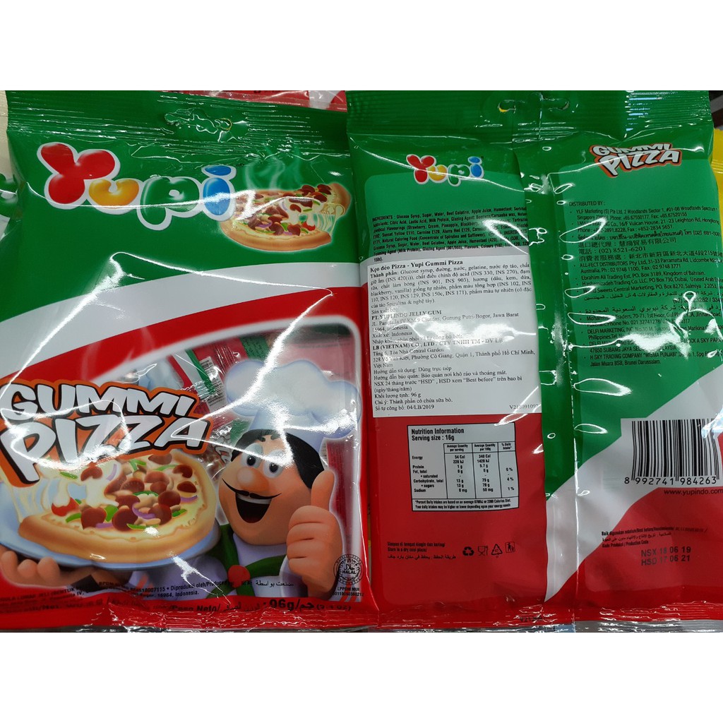 Kẹo dẻo Yupi Pizza gói 96gam