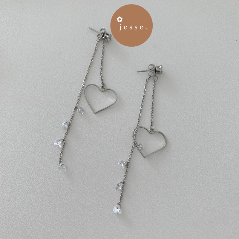 ♡ Khuyên tai Tim dài Hàn quốc