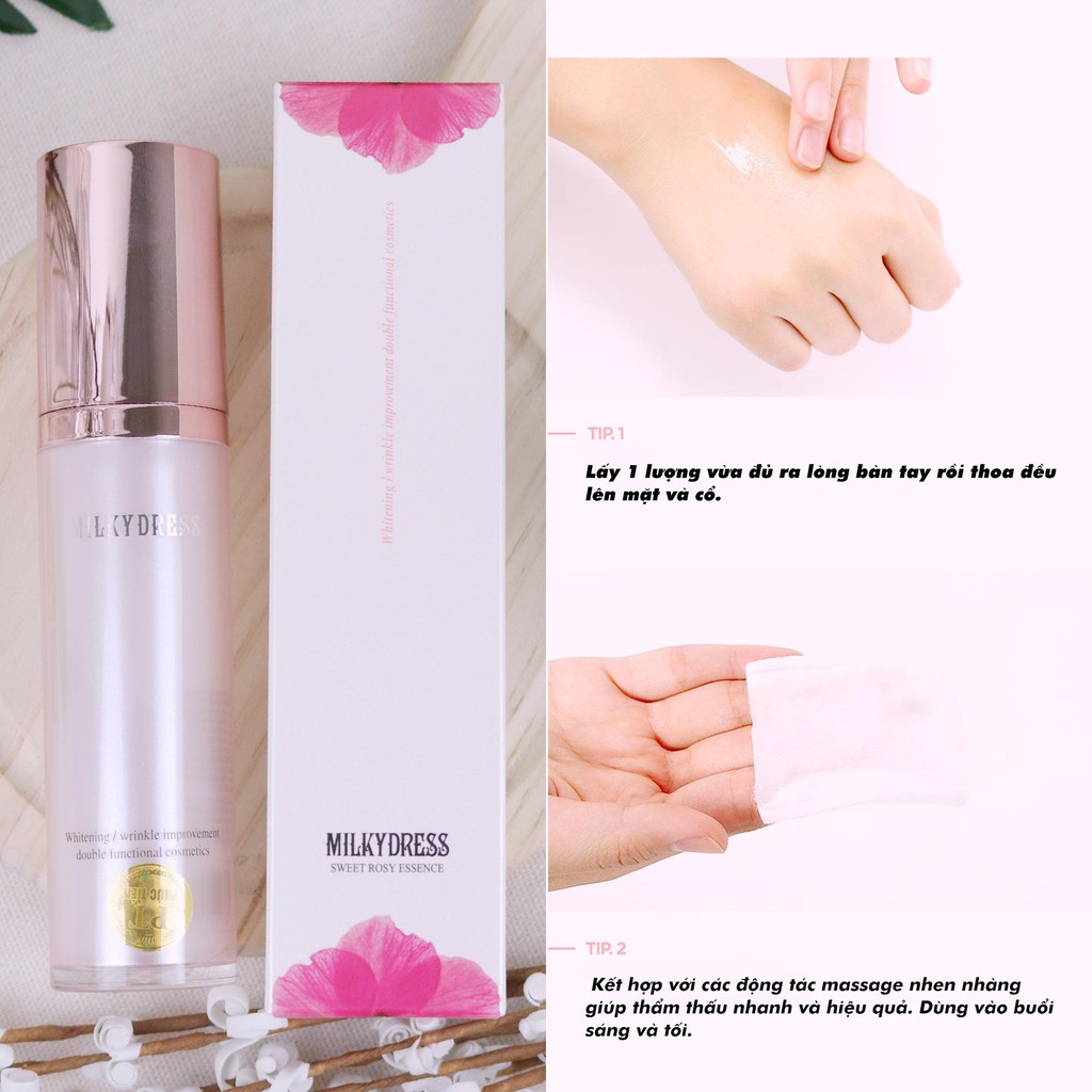 Tinh chất dưỡng trắng và chống lão hóa Milky Dress Sweet Rosy Essence