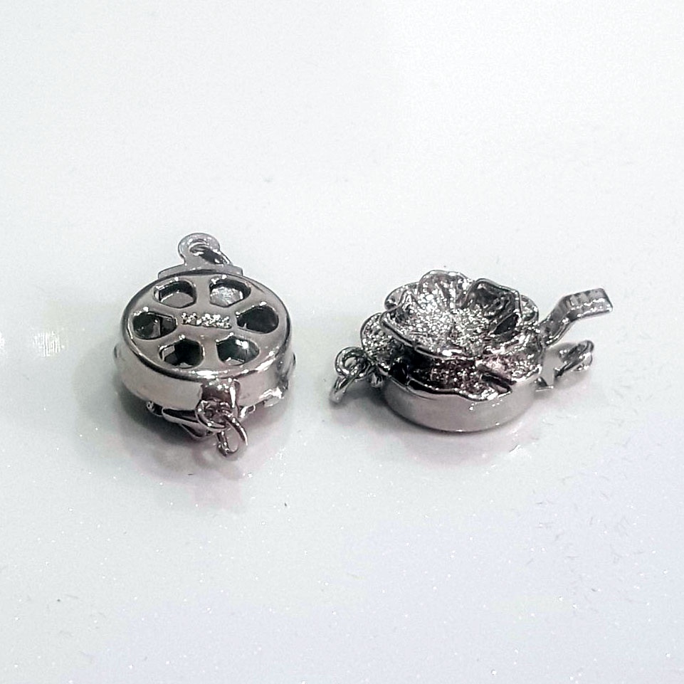 [K29B] Phụ kiện trang sức (DIY) - Khóa trống gắn ngọc 6-10ly lá sen làm vòng cổ vòng tay