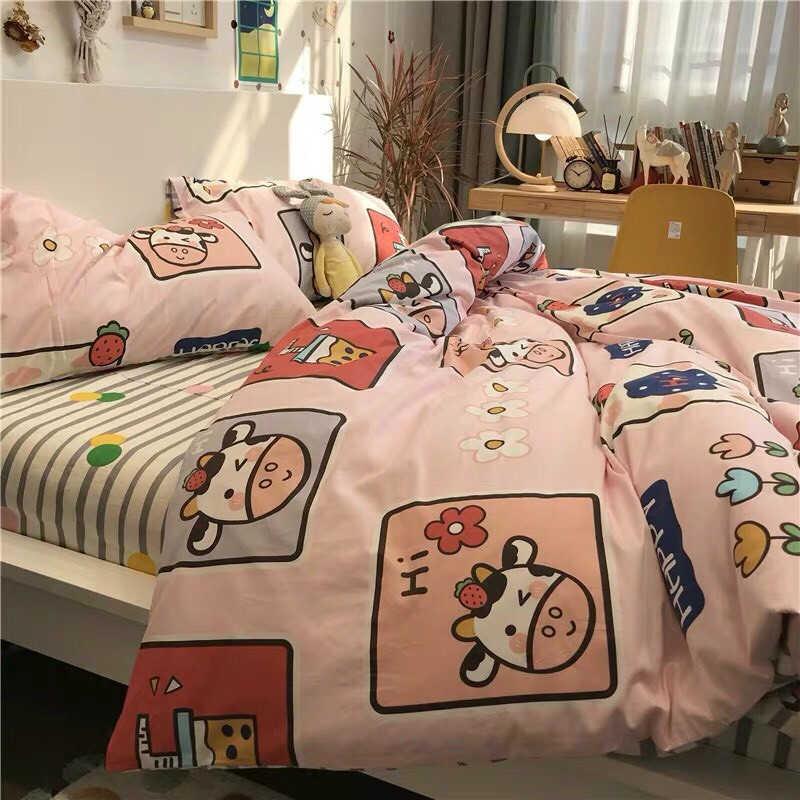 Bộ Chăn Ga Cotton POLY MẪU BÒ HIchăn, ga, cotton, ga nệm, chăn ga, cotton poly, chăn nệm, chăn ga gối, bedding️