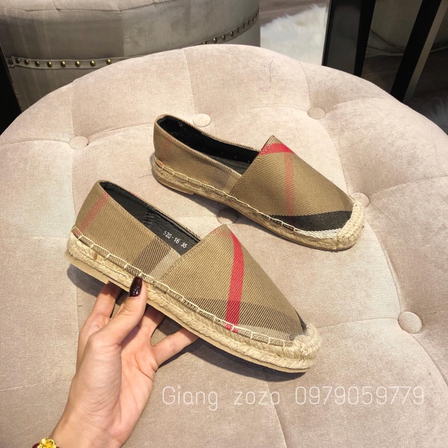 Giày slipon kẻ bbr đế cói fullbox