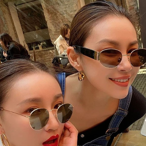 Kính mát gọng oval nhỏ phong cách hip hop hợp thời trang