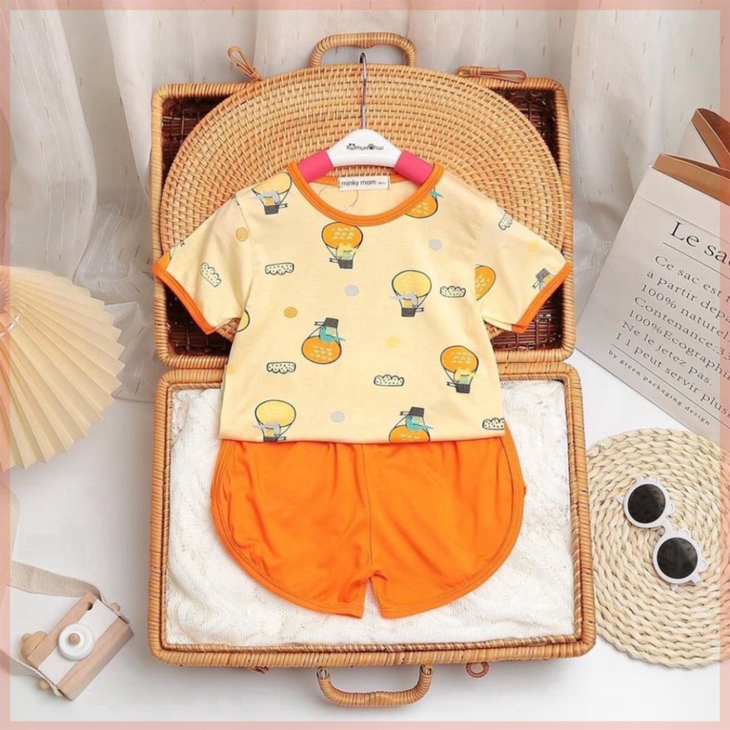 Bộ Cộc Tay Cho Bé Trai Bé Gái LILIKIDS Vải Thun Lạnh Hoạ Tiết Động Vật Rễ Thương BCT04