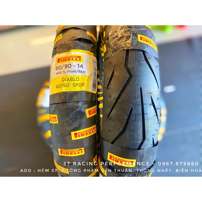 Combo Vỏ Lốp Pirelli Rosso Sport 80/90-14 và 90/90-14 cho Air Blade, Vario, Click, Vision..