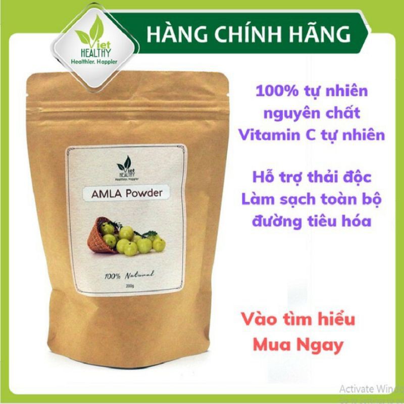 Bột amla (me rừng) Viet Healthy 200g, gồm Vitamin C tự nhiên, chất lượng cao, tăng miễn dịch, giúp diệt khuẩn...