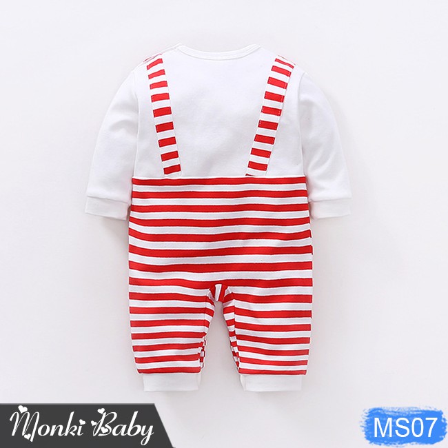 [LẺ SIZE 11-14kg] - Body trẻ em tay lỡ, chân quẩn lửng,họa tiết quần yếm kẻ dễ thương, chất cotton mịn thoáng đẹp | MS07