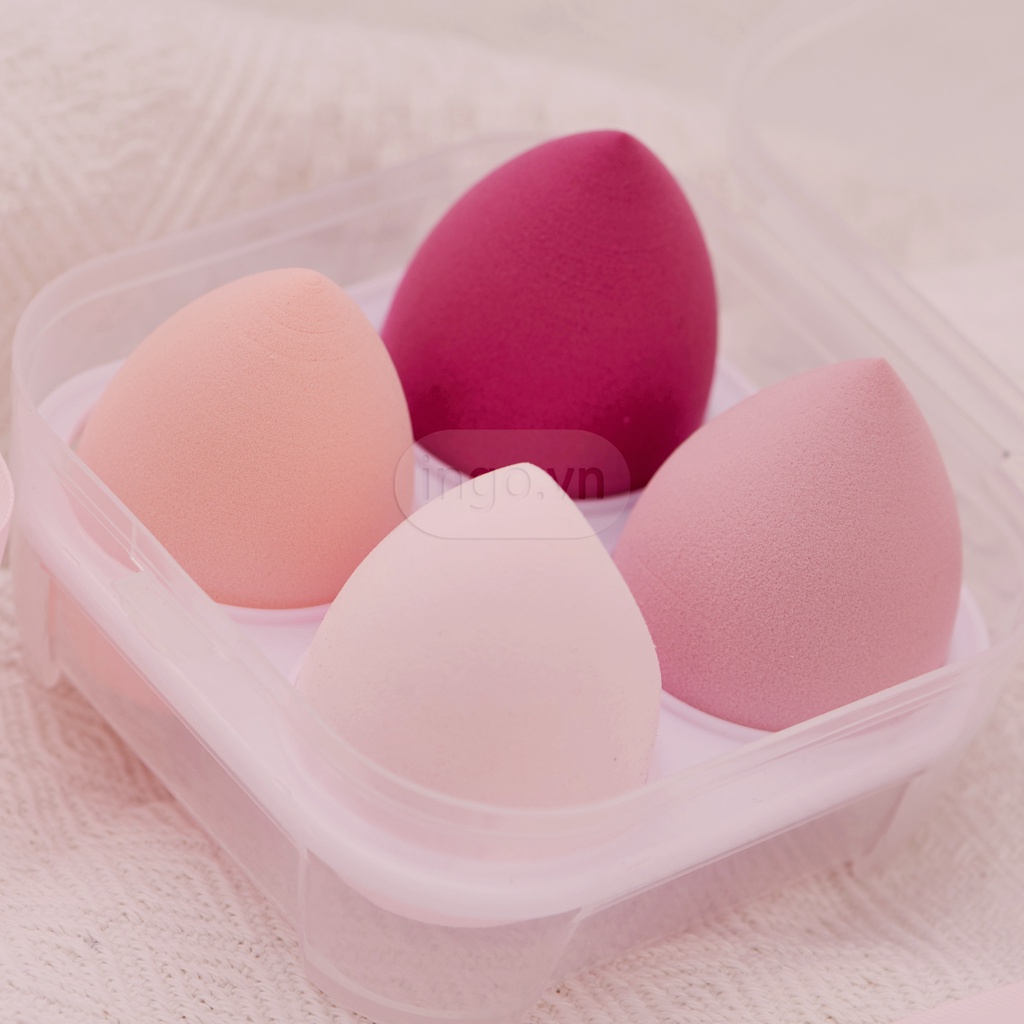Hộp 4 Mút Tán Kem Nền, Mút Trang Điểm Hình Trứng Siêu Mịn, Có Thể Sử Dụng Khô Và Ướt Đa Năng Tiện Dụng | BigBuy360 - bigbuy360.vn
