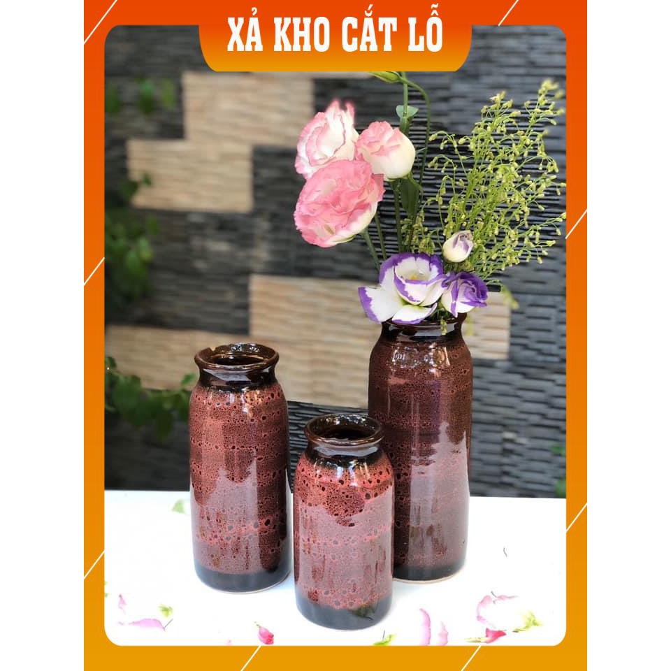 ( ĐẸP NHẤT - SANG NHẤT SET 3 LỌ) LỌ CẮM HOA, BÌNH HOA ĐẸP MEN HỎA BIẾN CAO CẤP NHẤT GỐM BÁT TRÀNG