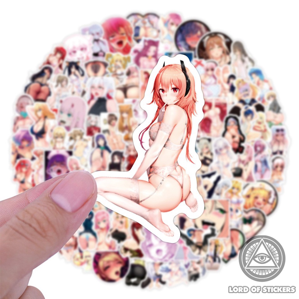 Set 100 Nhãn Dán Hình Ahegao Waifu Sticker Hentai Ecchi Anime Chống Thấm Nước Dán Mũ Bảo Hiểm, Laptop, Điện Thoại, Vali