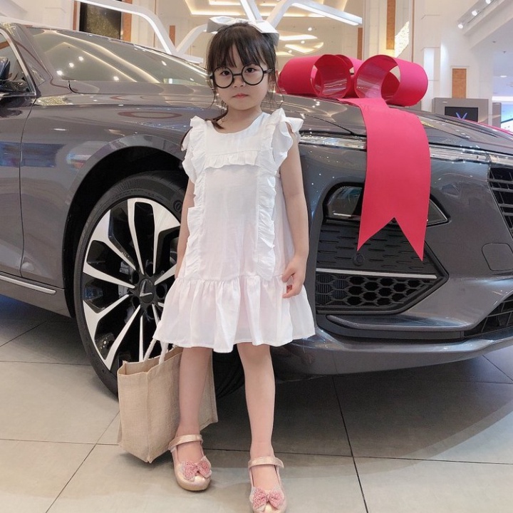 Váy cho bé váy đũi bé gái viền bèo điệu đà/ váy hè bé gái