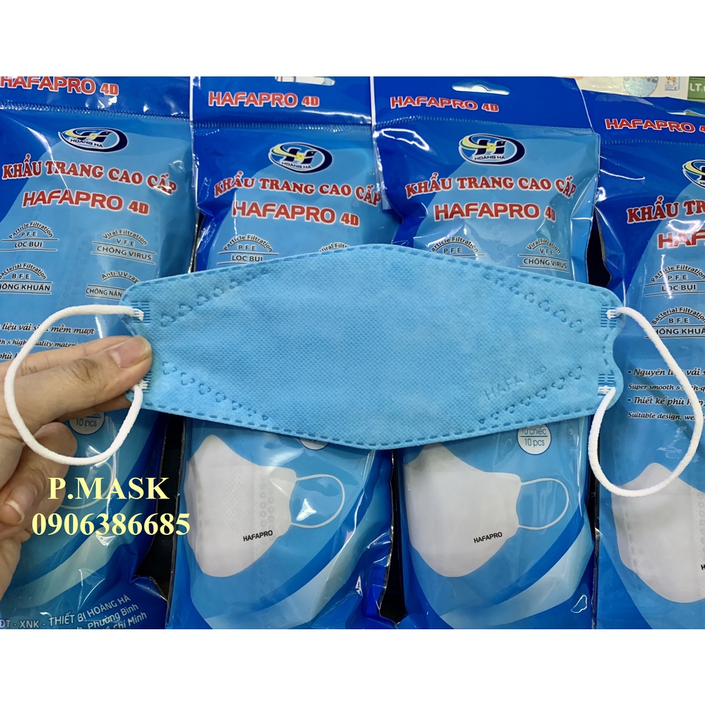 Khẩu trang 4D Hafapro 4 lớp Kháng Khuẩn 10 cái - Khẩu trang Hafapro KF94 set 10 cái | BigBuy360 - bigbuy360.vn