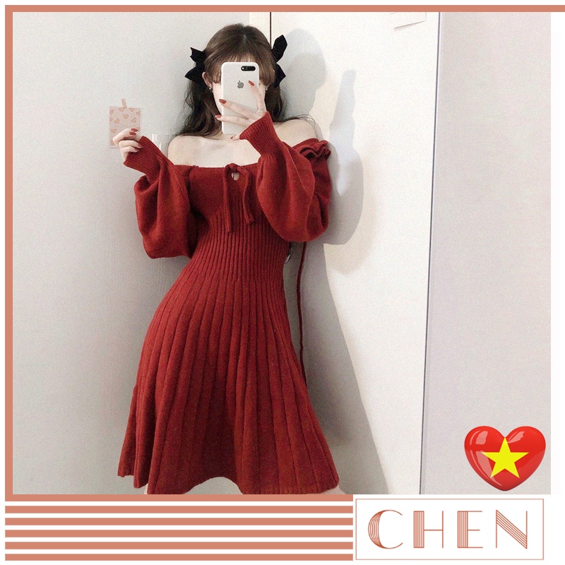 Váy len trễ vai ulzzang hàn quốc đẹp cao cấp V20