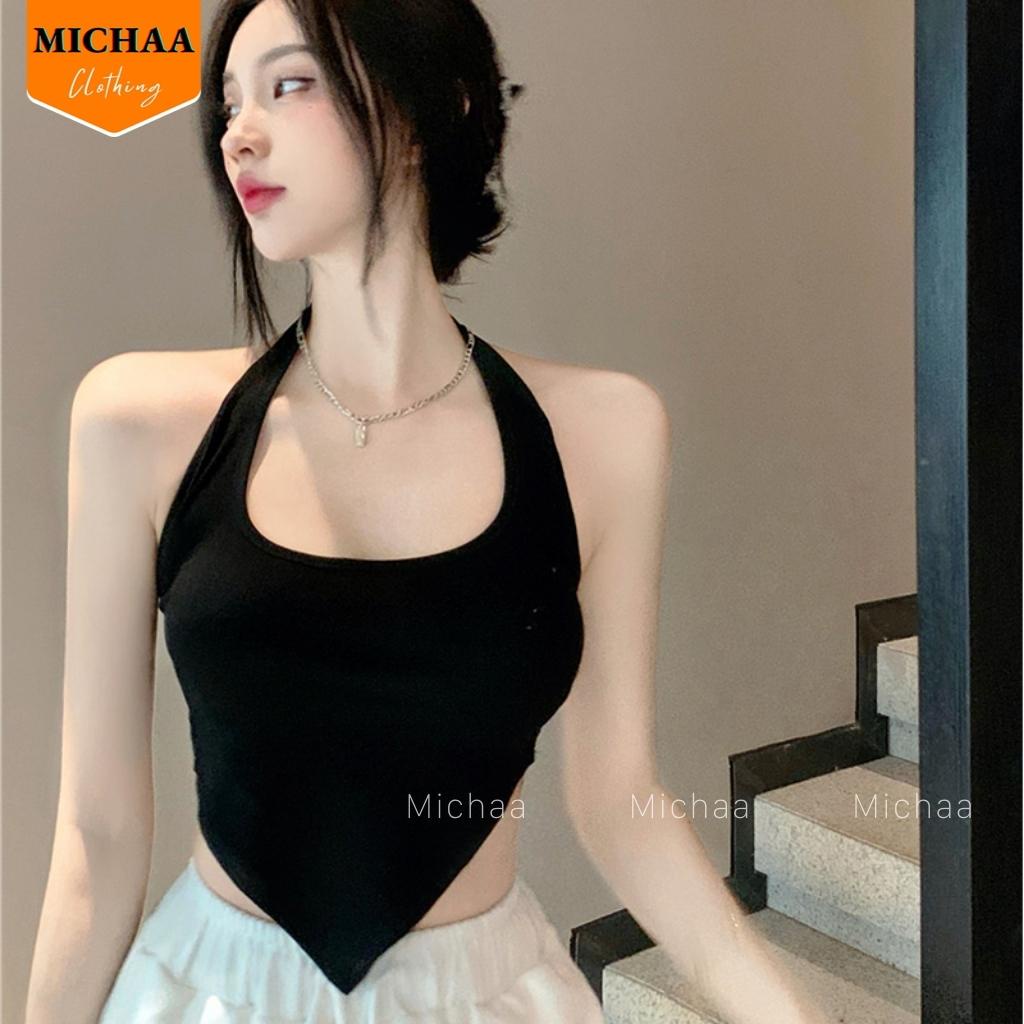 Áo Croptop YẾM CHOÀNG CỔ VẠT NHỌN Hở Lưng Nữ Thun, Áo Croptop Kiểu Ôm Body Đẹp 2 Màu - MICHAA