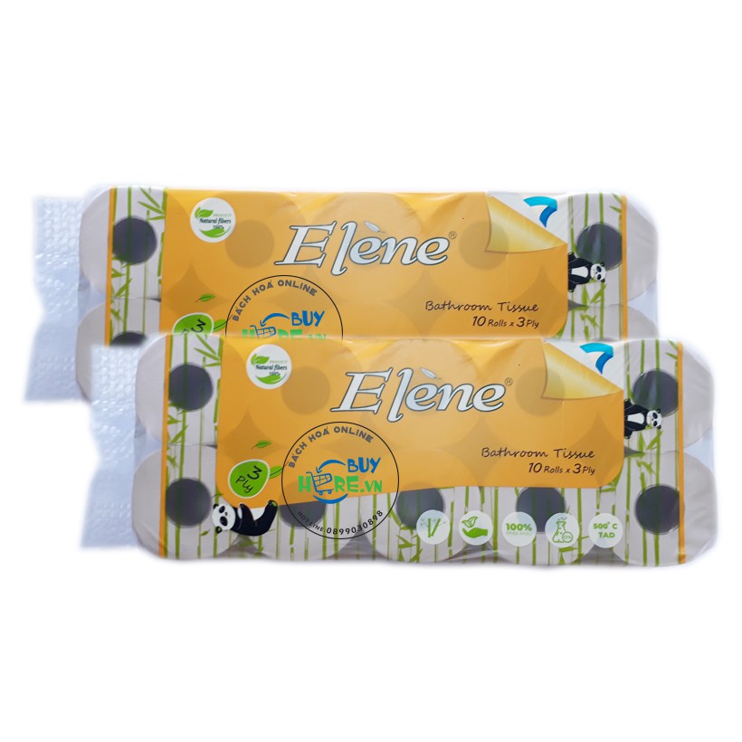 Combo 2 lốc Giấy Vệ Sinh Elène Tre 10 Cuộn 3 lớp Cao Cấp Có Lõi