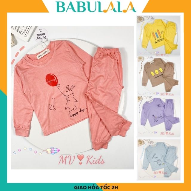 Bộ Dài Tay Thun Lạnh MINKY MOM Cho Bé Gái Bé Trai 0 1 2 3 4 5 6 Tuổi -Quần Áo Trẻ Em Dài Tay-Đồ Bộ Cho Bé BABULALA DT07