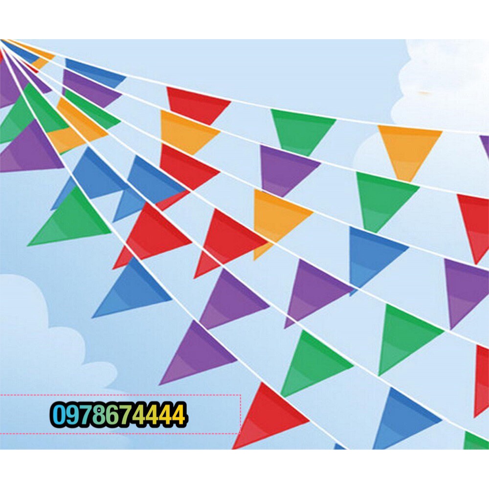 10m Dây Cờ Tam Giác ( Cờ Đuôi Nheo ) Trang Trí Các Dịp Lễ Hội , Tết