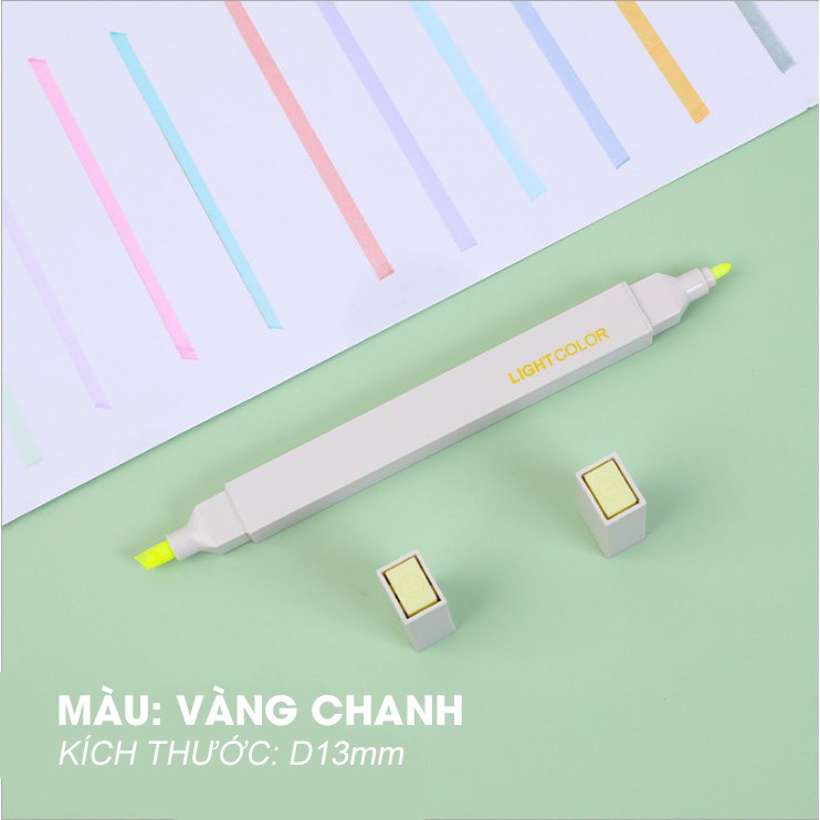 Bút highlight pastel 2 đầu, bút đánh dấu bút nhớ Light Color trang trí sổ bullet journal