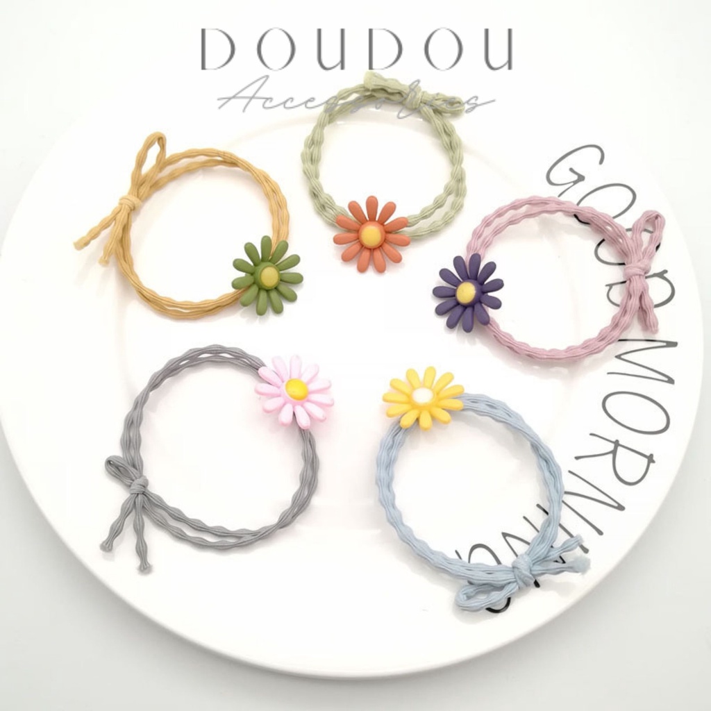 Dây buộc tóc hoa cúc nhí DOUDOU Dây cột tóc Hàn Quốc dây đôi xinh PJ003