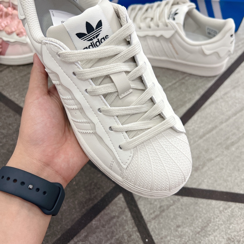 Giày adidas superstar das sò màu trắng kem nam nữ bản đẹp full box - bill