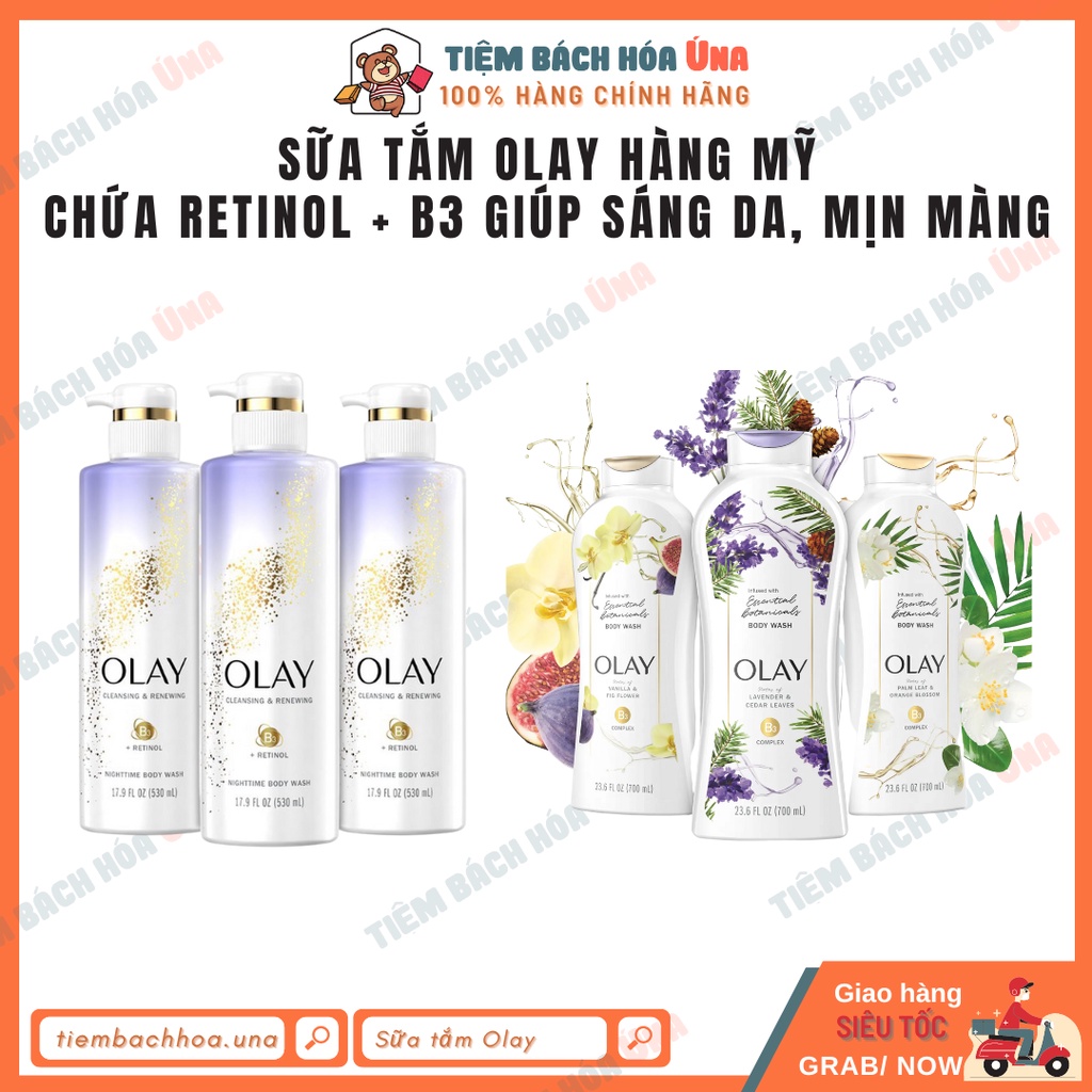 Sữa tắm trắng da, giảm thâm Olay Retinol B3 530ml Hàng Mỹ chính hãng