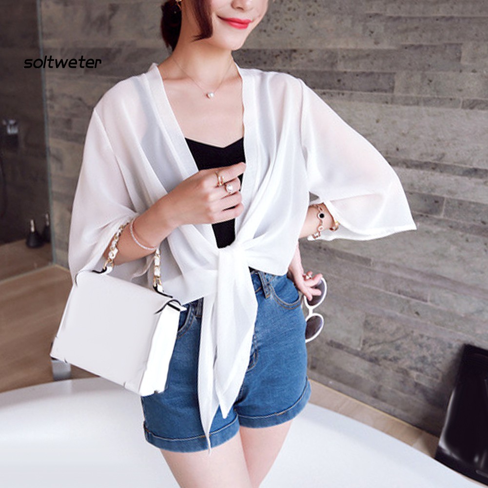Áo Khoác Cardigan Nữ Tay 3 / 4 Thời Trang