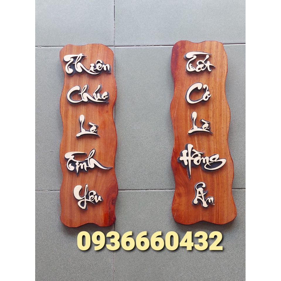 CẶP CÂU ĐỐI GỖ GÕ ĐỎ KÍCH THƯỚC 50 X 15  DÀY 1CM