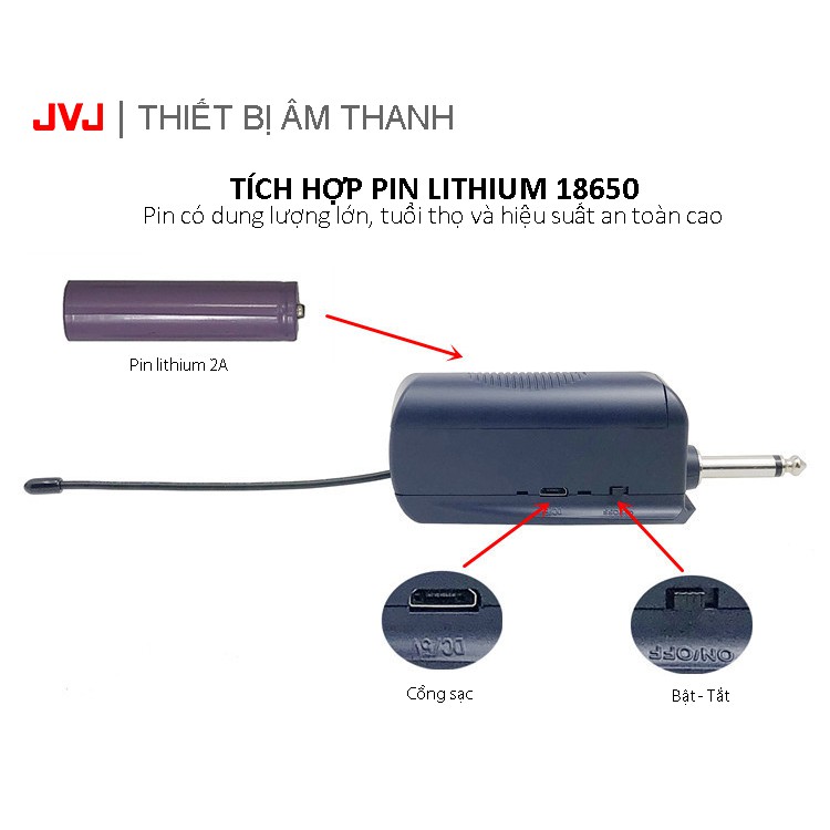 Bộ 2 Microphone không dây W 15 JVJ đa năng cao cấp, tần số tương thích nhiều thiết bị amply- bảo hành 12T