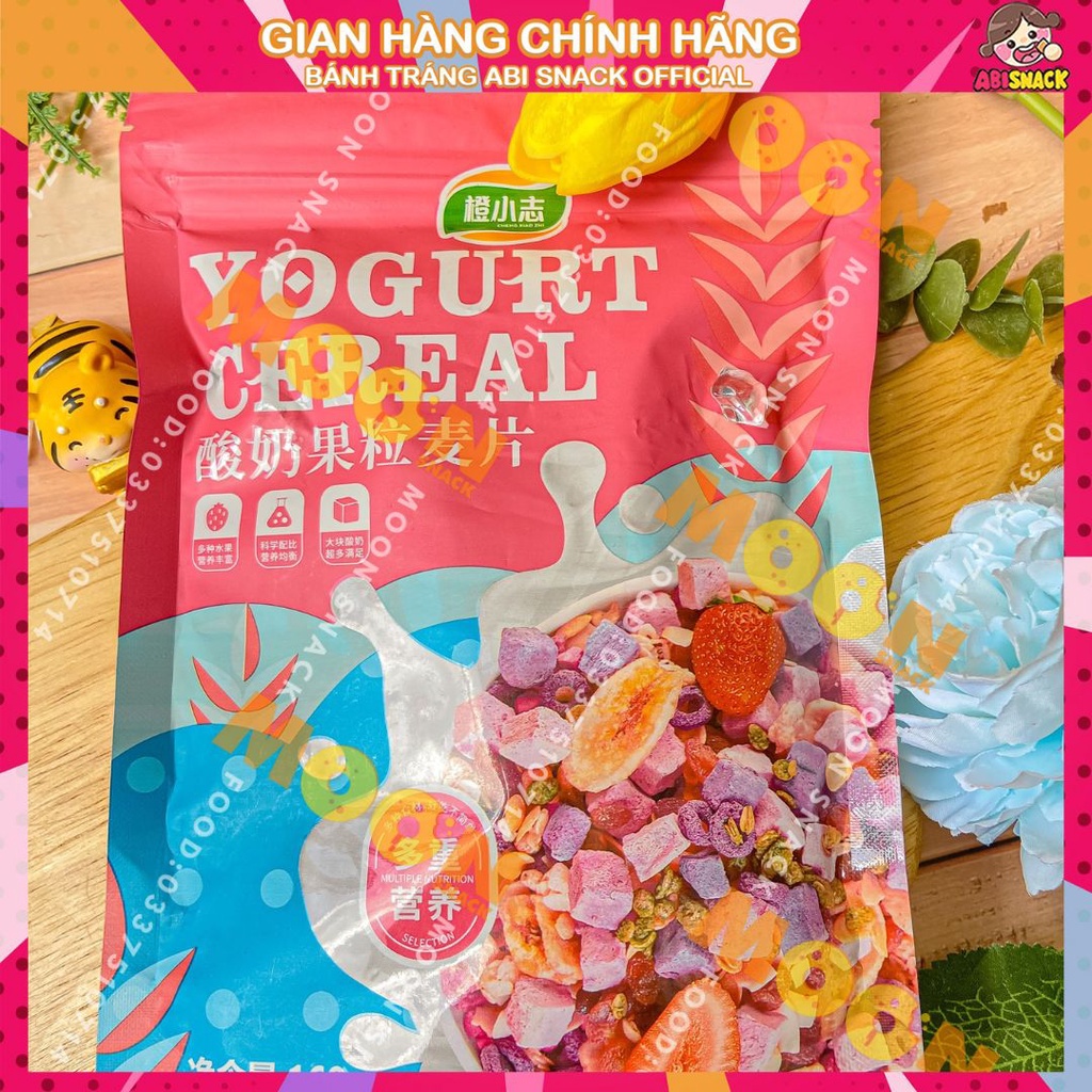 Mới Ngũ cốc mix hạt trái cây có cục sữa chua Yogurt Cereal nội địa Trung 168g