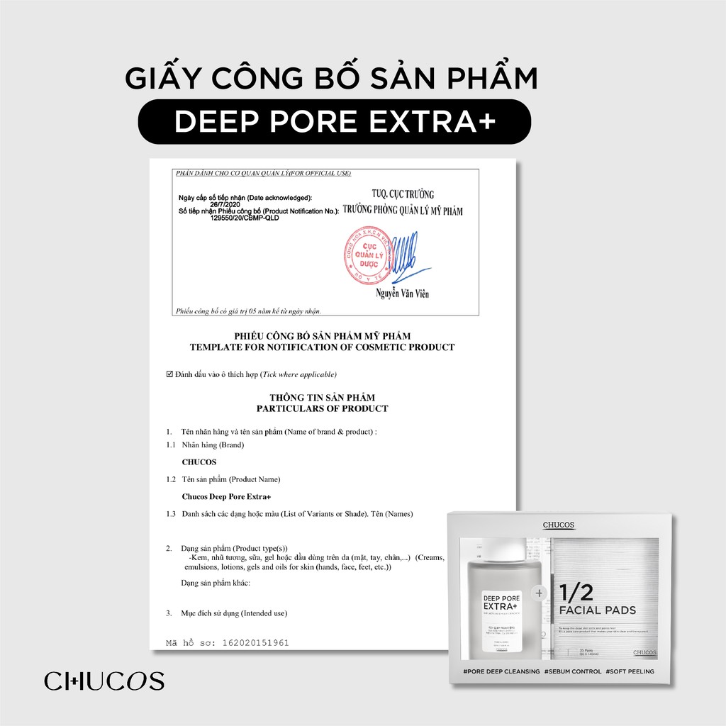 Toner Ủ mụn loại bỏ mụn đầu đen và thu nhỏ lỗ chân lông Chucos Deep Pore Extra+ (120ml) | BigBuy360 - bigbuy360.vn
