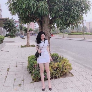 Quần váy bò đen trắng